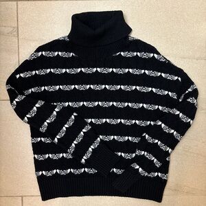 Anthropologie Joie Black/White Striped Turtleneck Sweater - Small